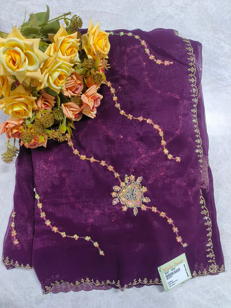 Elegant Green Fancy Saree with Delicate Sequin Accents