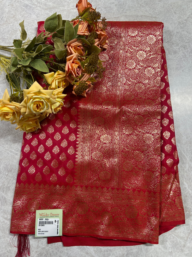 Classic Royal Blue Fancy Saree with Intricate Golden Brocade Work