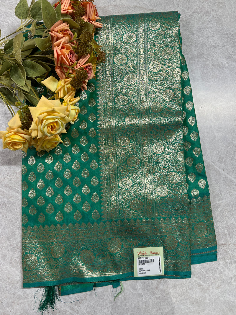 Classic Royal Blue Fancy Saree with Intricate Golden Brocade Work
