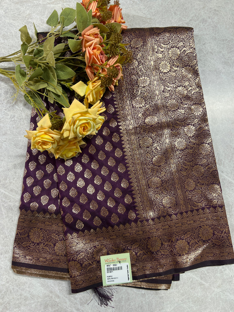 Classic Royal Blue Fancy Saree with Intricate Golden Brocade Work
