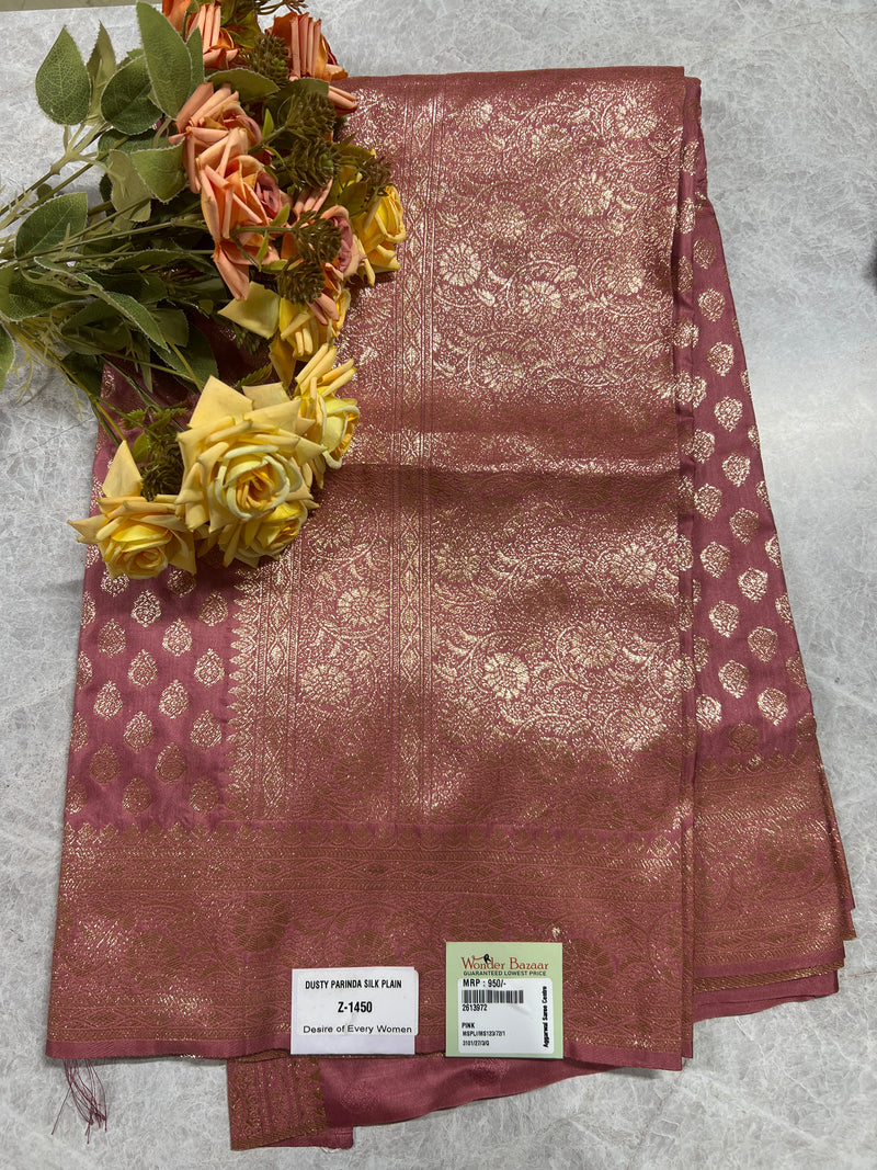 Classic Royal Blue Fancy Saree with Intricate Golden Brocade Work