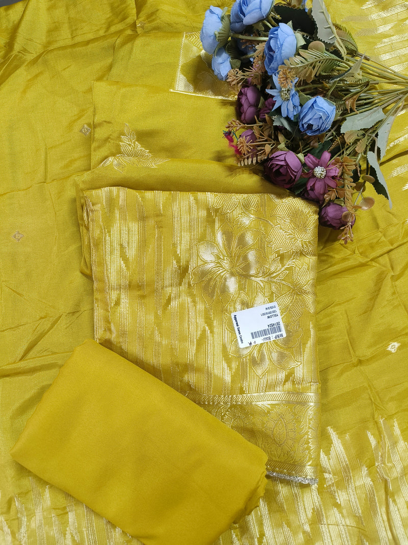 Elegant Forest Green Unstitched Suit with Traditional Gold Weaving and Border