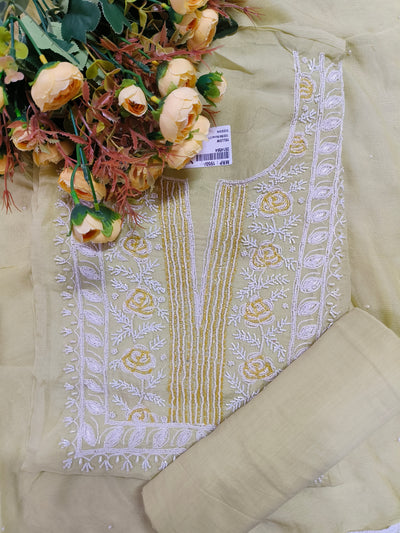 Luminous Pastel Yellow Salwar Suit with Detailed White Handwork