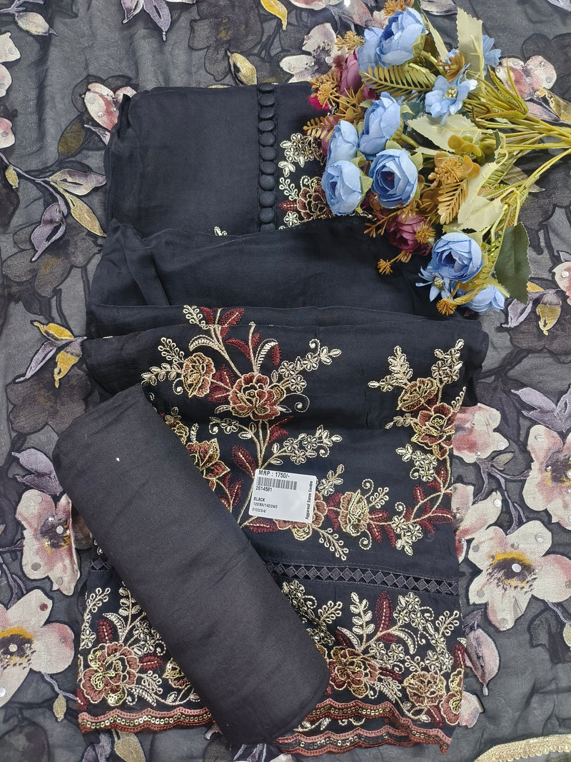 Royal Purple Embroidered Georgette Suit with Floral Zari Work