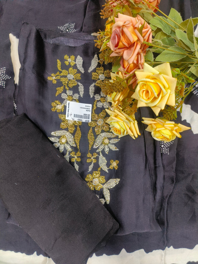 Regal Maroon Embroidered Unstitched Suit