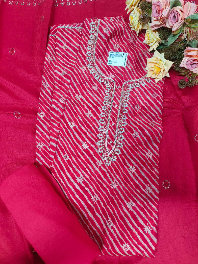 Regal Purple Striped Sequined Ethnic Suit Set