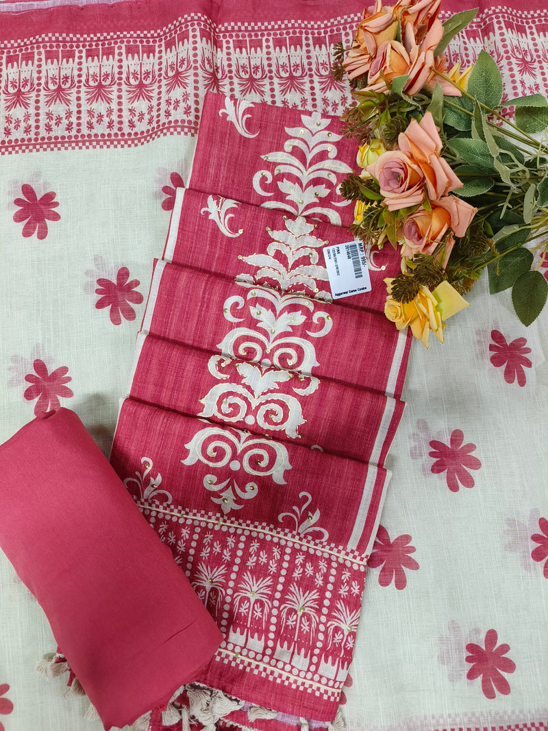 Graceful Pink Embroidered Suit with Floral Accents
