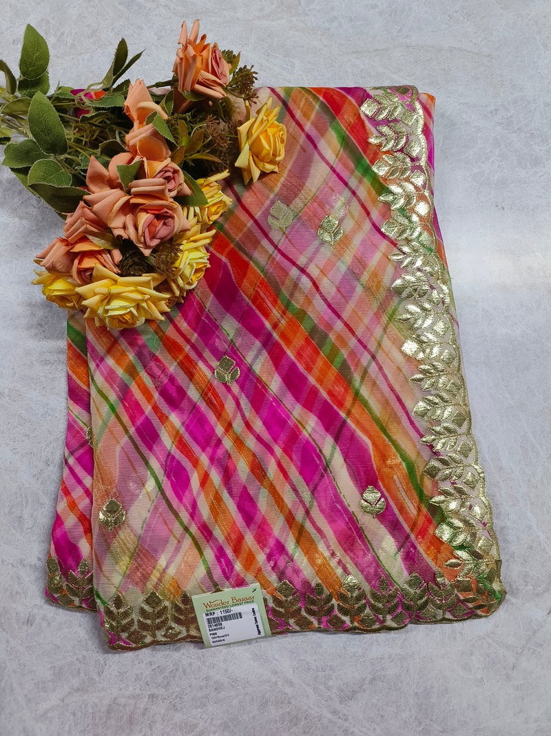 Stunning Green Checkered Saree with Golden Border