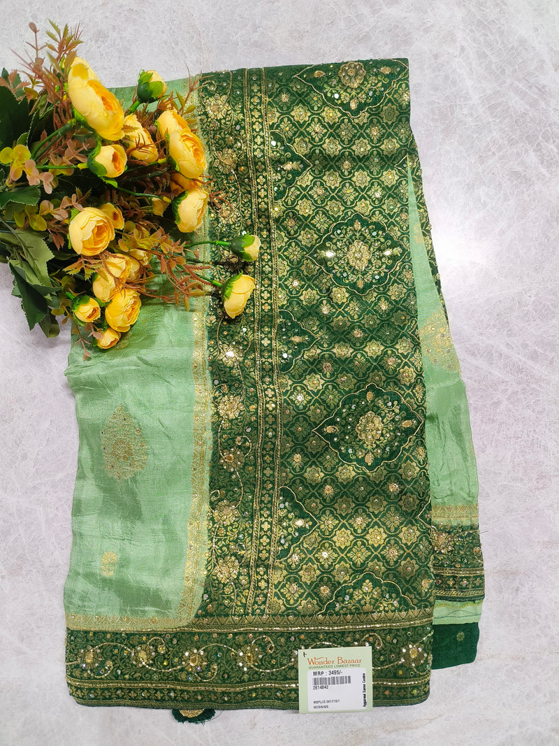 Radiant Dual-Tone Yellow and White Festive Designer Saree