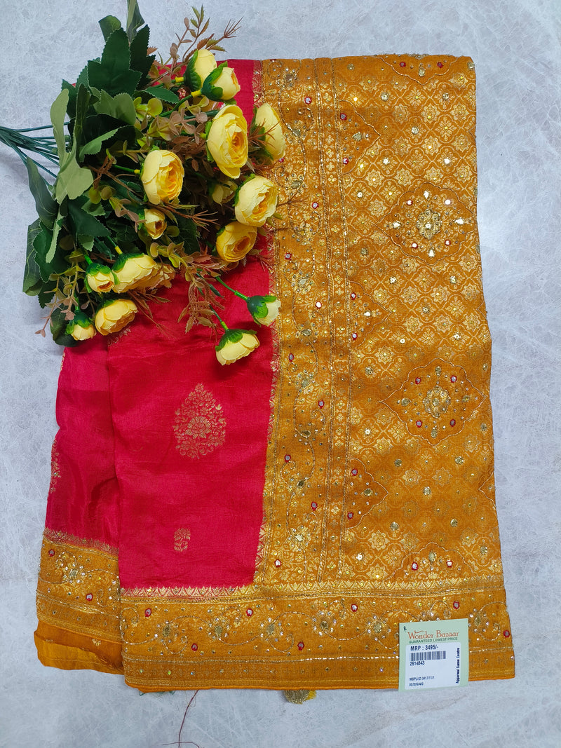 Radiant Dual-Tone Yellow and White Festive Designer Saree