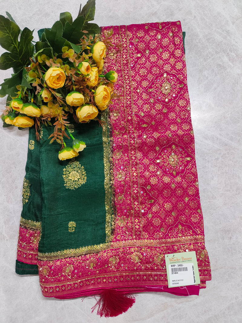 Radiant Dual-Tone Yellow and White Festive Designer Saree