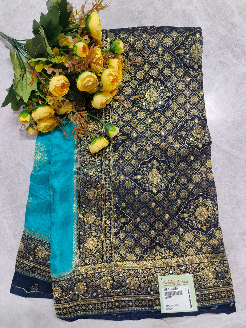 Radiant Dual-Tone Yellow and White Festive Designer Saree