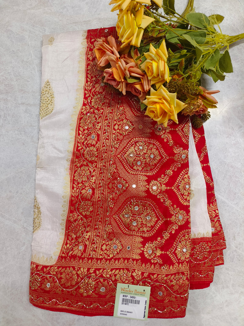 Exquisite Magenta Silk Saree with Heavy Gold Zari Plum Border