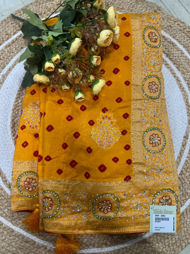 Radiant Sea Green Silk Saree with Intricate Stone and Zari Work