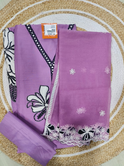 Stunning Lavender Embroidered Suit with Intricate Scalloped Lace