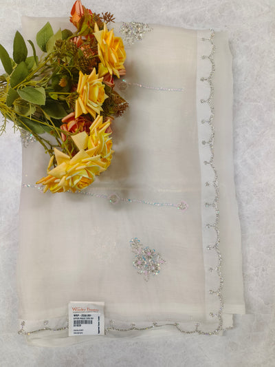 Classic White Embellished Fancy Saree with Sparkle