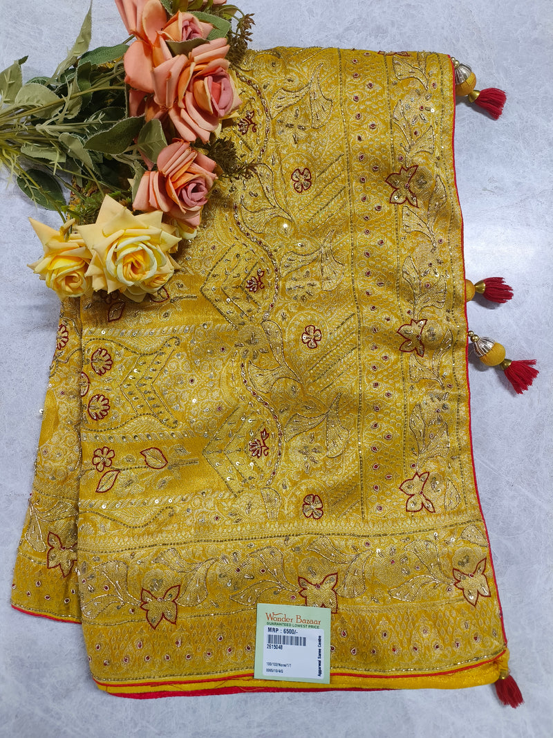 Opulent Pure Silk Embellished Festive Saree