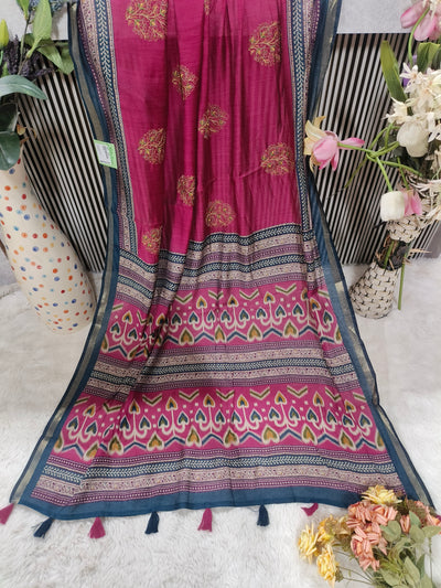 Vibrant Crimson Red Silk Saree with Antique Gold Traditional Patterns
