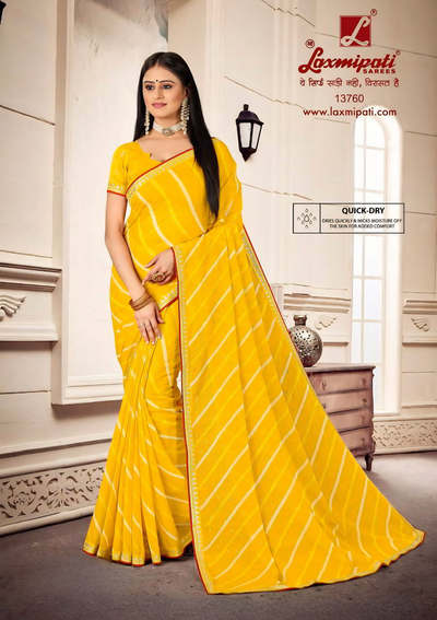 Sun-Kissed Yellow Leheriya Print Saree for Haldi and Festivals