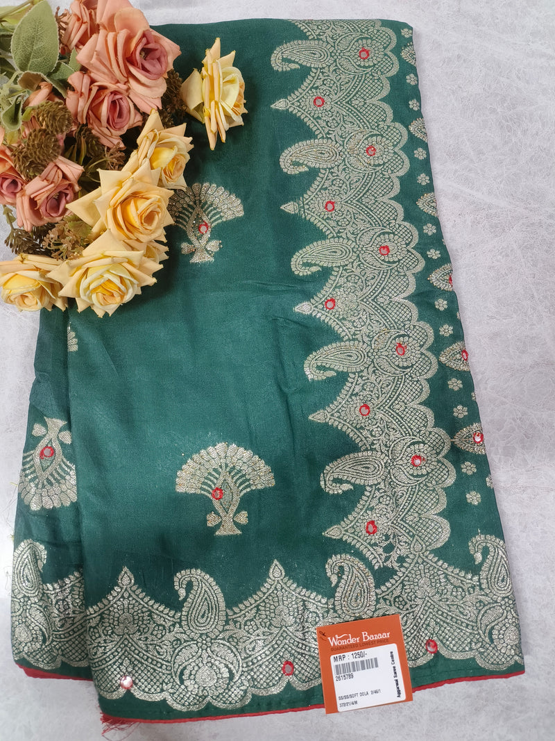 Regal Magenta Pink Soft Dola Silk Saree with Intricate Silver Zari