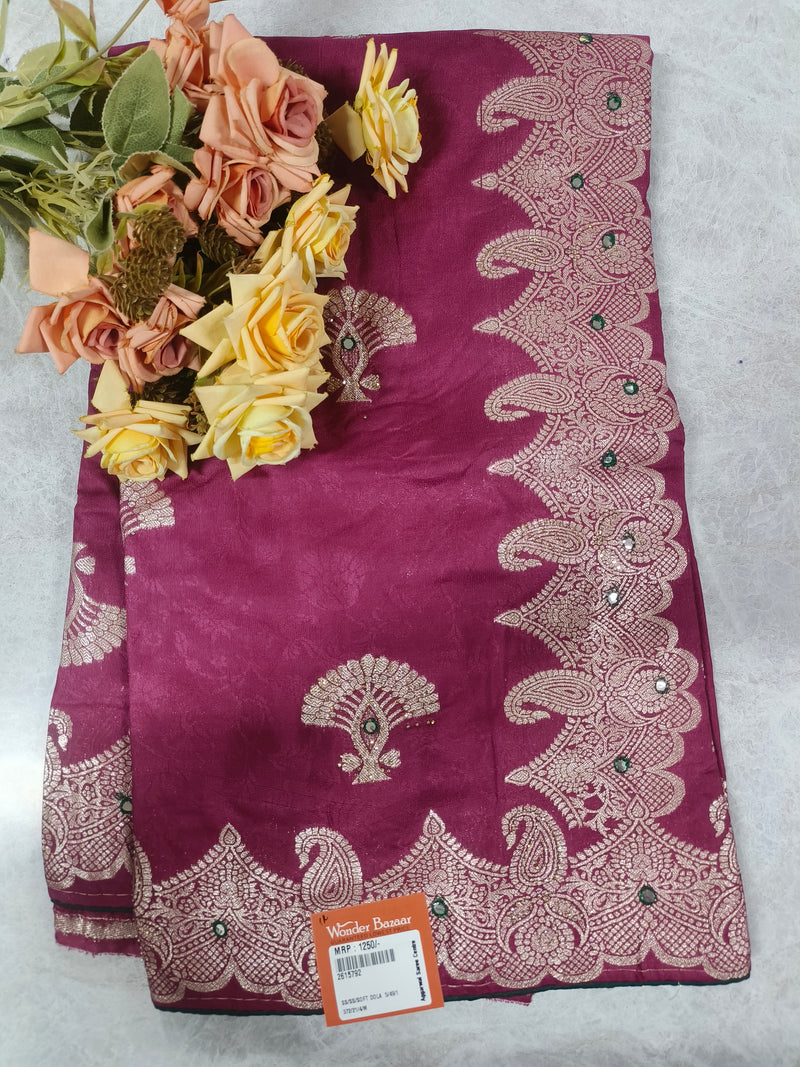 Regal Magenta Pink Soft Dola Silk Saree with Intricate Silver Zari