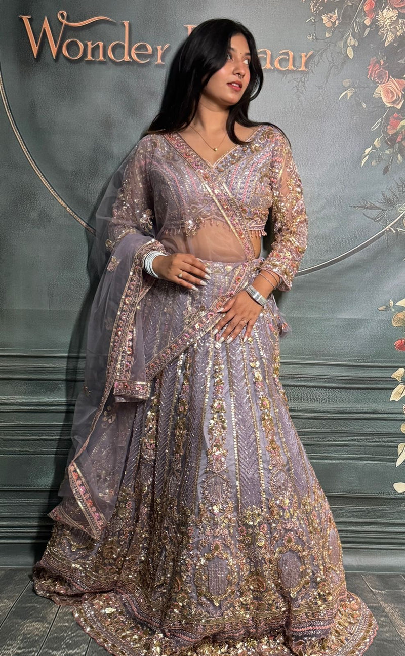 Enchanting Lavender Sequin Embroidered Lehenga Choli Set
