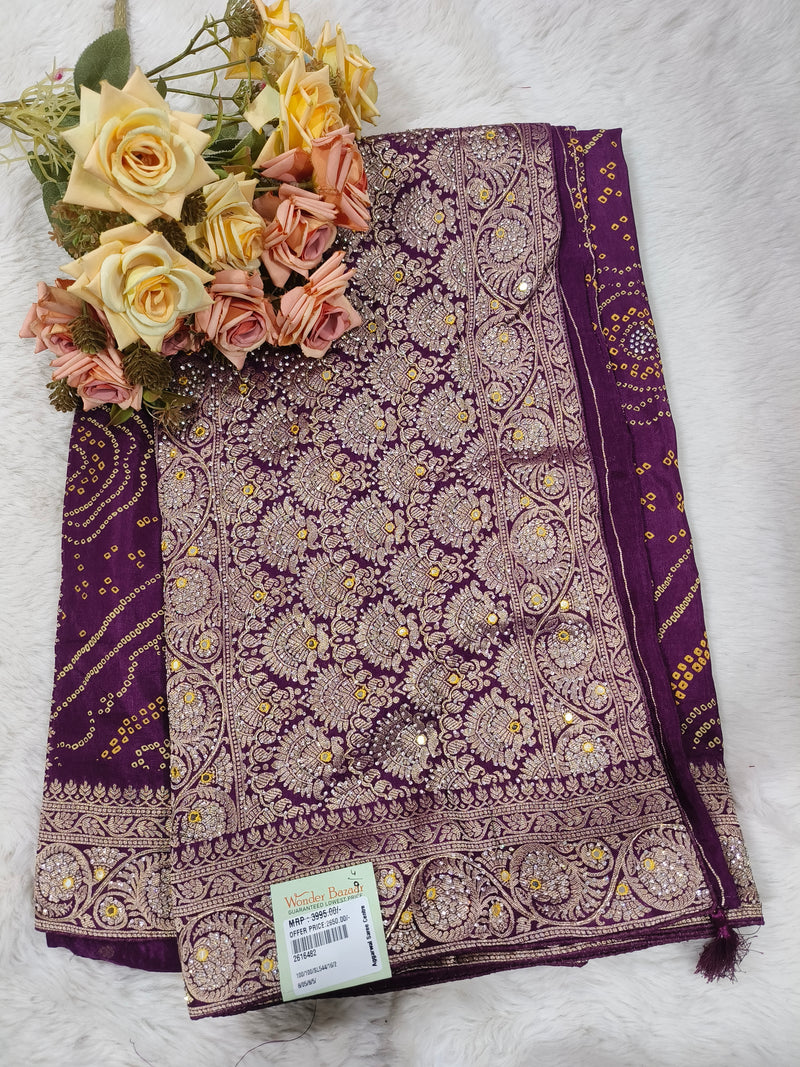 Regal Navy Blue Banarasi Silk Saree with Rich Gold Zari Floral Jaal