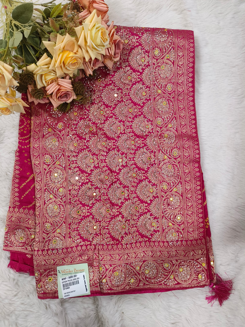 Regal Navy Blue Banarasi Silk Saree with Rich Gold Zari Floral Jaal