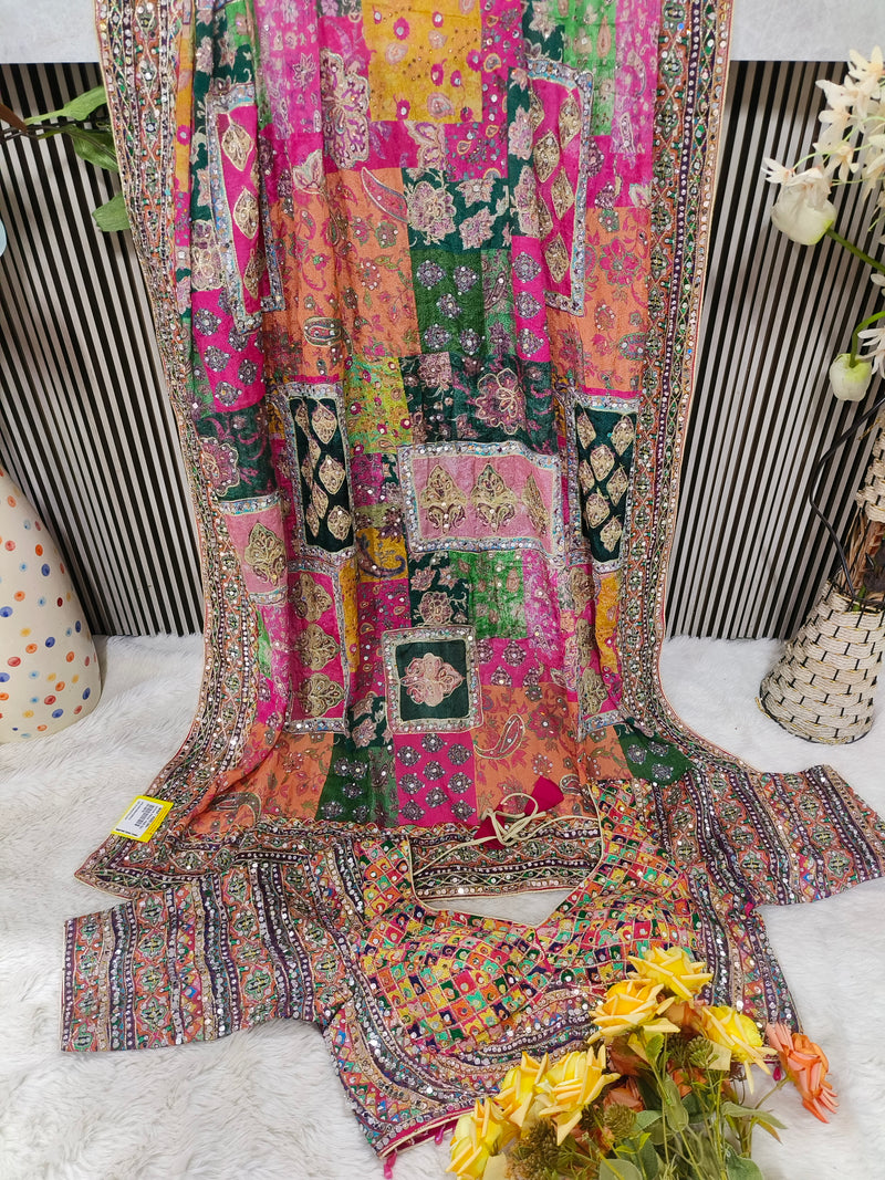 Exquisite Kaleidoscope Georgette Saree with Heavy Sequin Borders