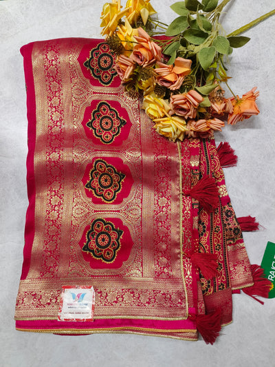Royal Magenta Banarasi Style Saree with Rich Gold Zari