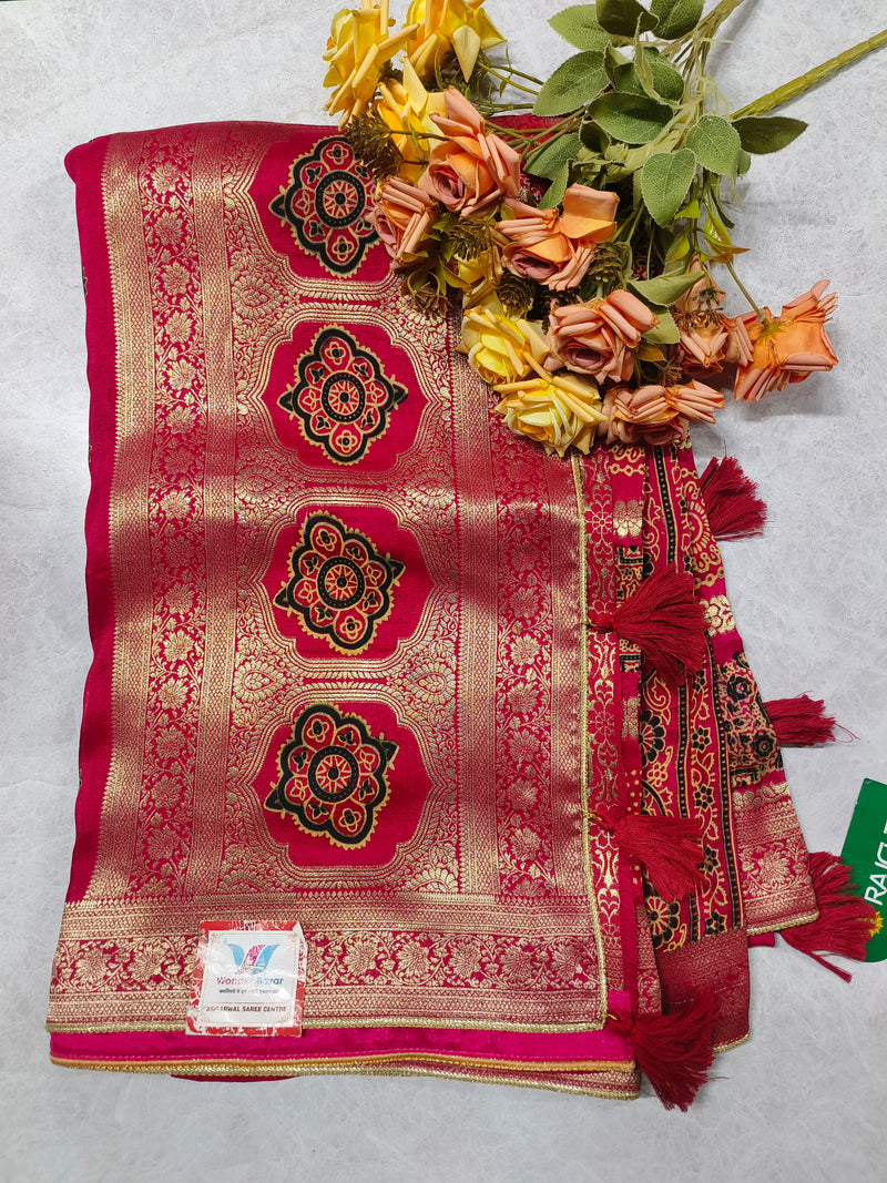 Royal Magenta Banarasi Style Saree with Rich Gold Zari