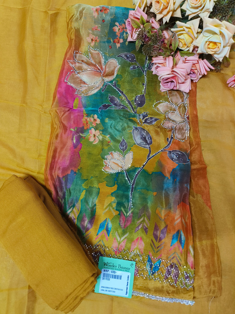 Ethereal Teal Green Multi-Color Floral Suit with Sequin Artistry