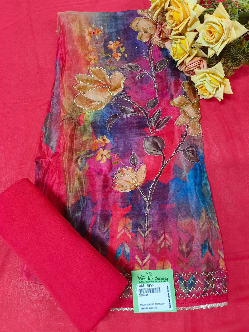 Ethereal Teal Green Multi-Color Floral Suit with Sequin Artistry
