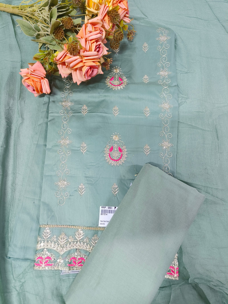 Soft Pink Fancy Embroidered Unstitched Suit Set