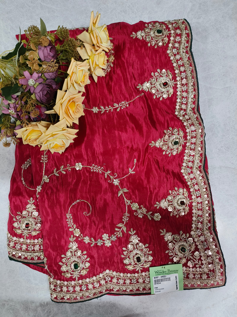 Vibrant Mustard Yellow Fancy Silk Saree with Ornate Gold Sequin Work