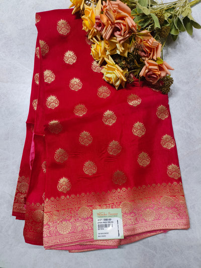 Classic Maroon Banarasi Silk Saree with Intricate Gold Butis