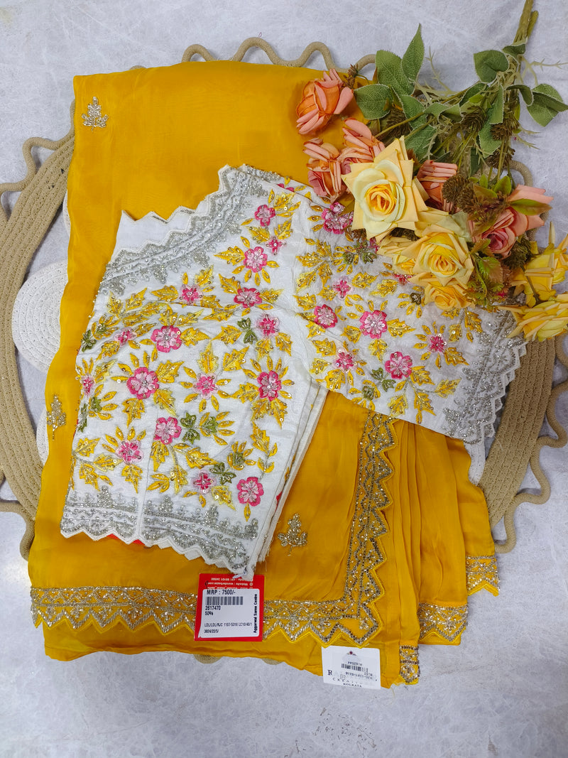 Radiant Yellow Embellished Fancy Saree with Designer Blouse