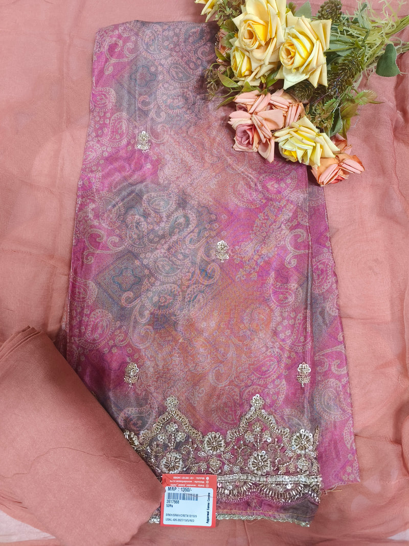 Graceful Pink Paisley Designer Unstitched Suit Set