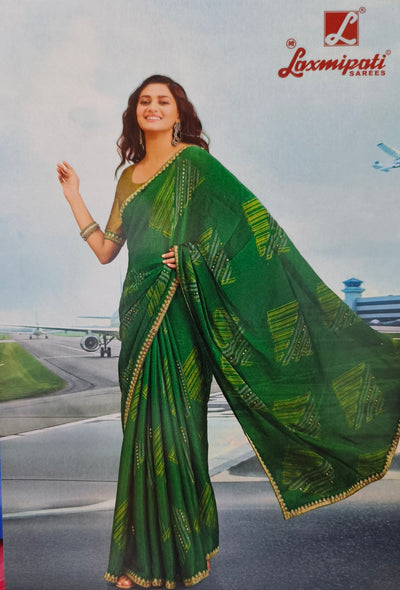 Graceful Green Printed Saree with Golden Highlights