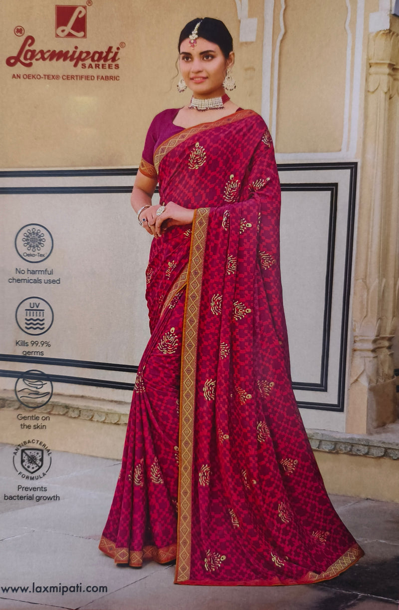 Majestic Wine Maroon Pixel Print Laxmipati Festive Saree