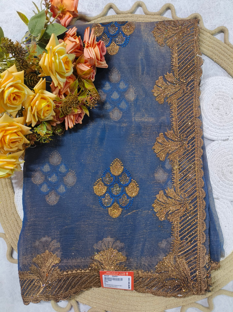 Mustard Yellow Embellished Statement Fancy Saree