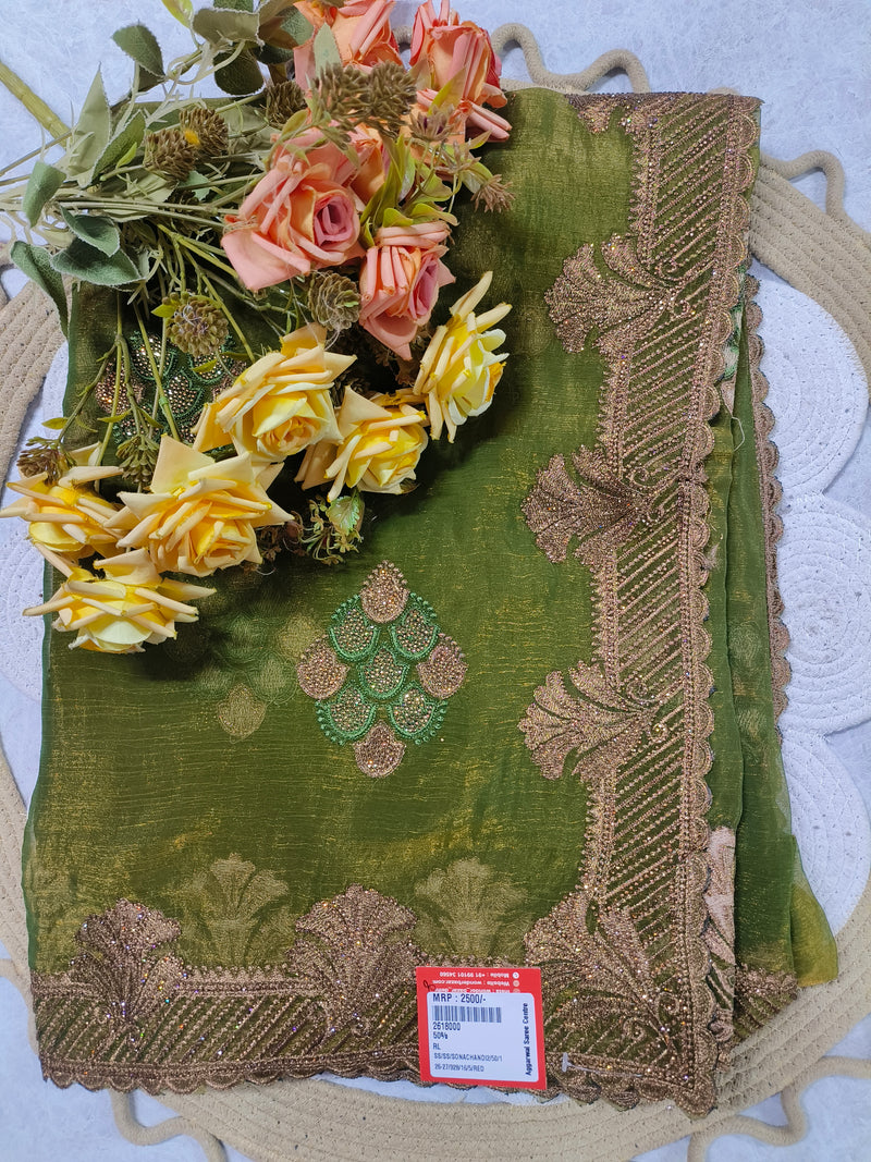 Mustard Yellow Embellished Statement Fancy Saree