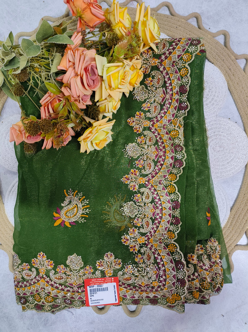 Premium Mustard Fancy Saree with Heavily Embellished Border