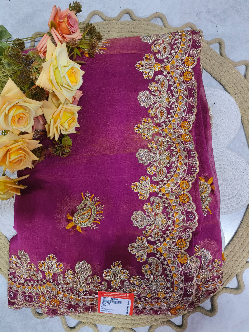 Premium Mustard Fancy Saree with Heavily Embellished Border