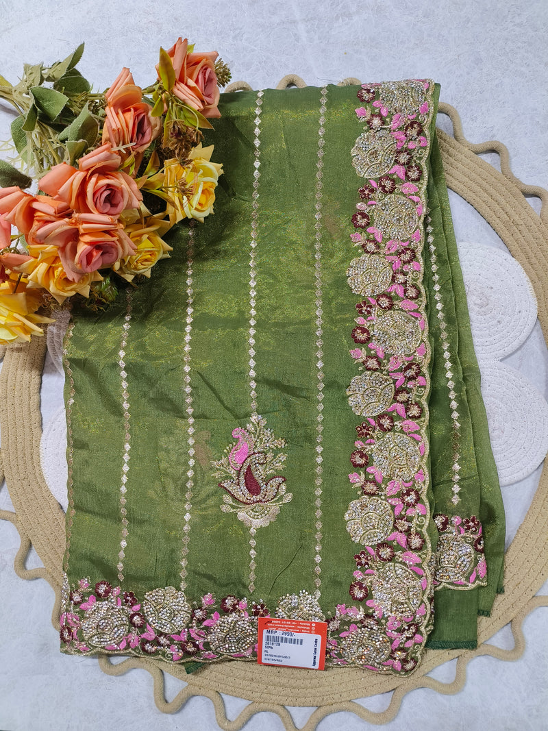 Graceful Maroon Fancy Saree with Intricate Border Detailing