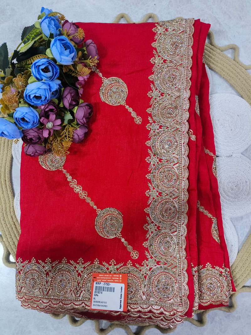Vibrant Mustard Yellow Saree with Ornate Stone and Zari Work