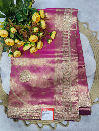 Opulent Fuchsia Pink Heavy Embellished Saree