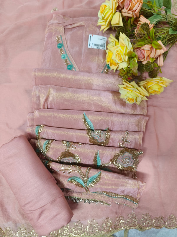 Chic Dusty Rose Embellished Fancy Suit Set