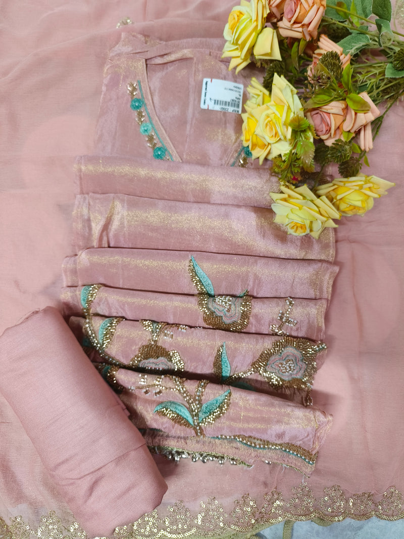 Chic Dusty Rose Embellished Fancy Suit Set
