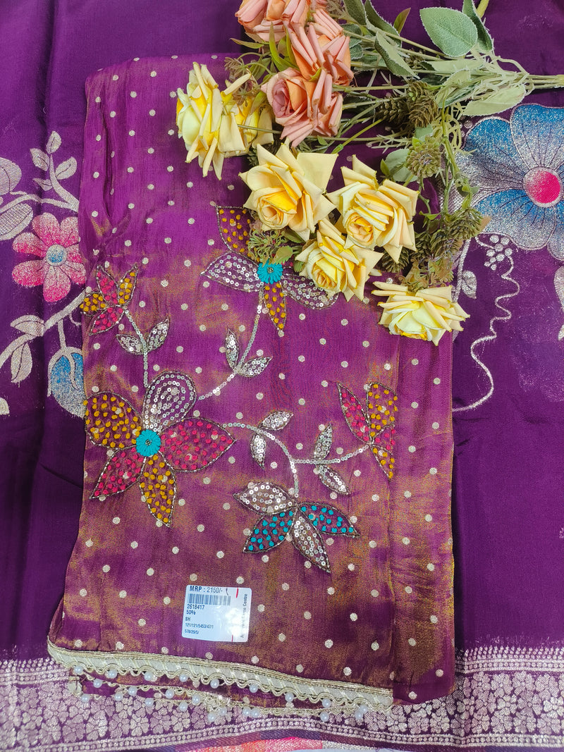 Sun-Kissed Yellow Floral Embellished Unstitched Suit